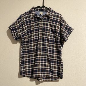 LL Bean Bean Flex All Season Short Sleeve Flannel Women’s Button‎ Up Small Shirt